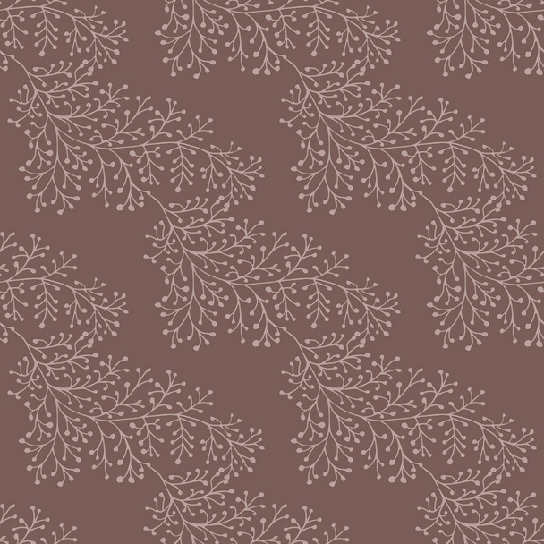 Jacquard effect wild meadow grass seamless vector pattern background. Monochrome brown backdrop of leaves in elegant geometric damask design. Botanical baroque foliage all over print for fabric. - Vector, Image