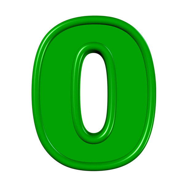 Verde dígito zero contra fundo branco - Foto, Imagem