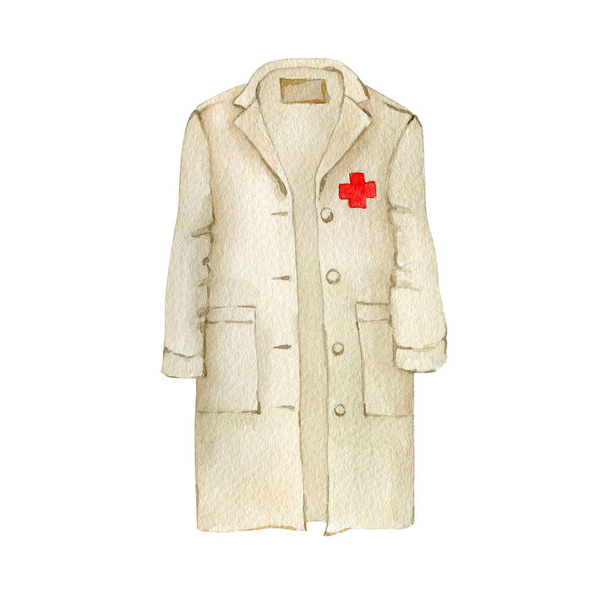 Watercolor vintage white doctor clothes - Photo, Image