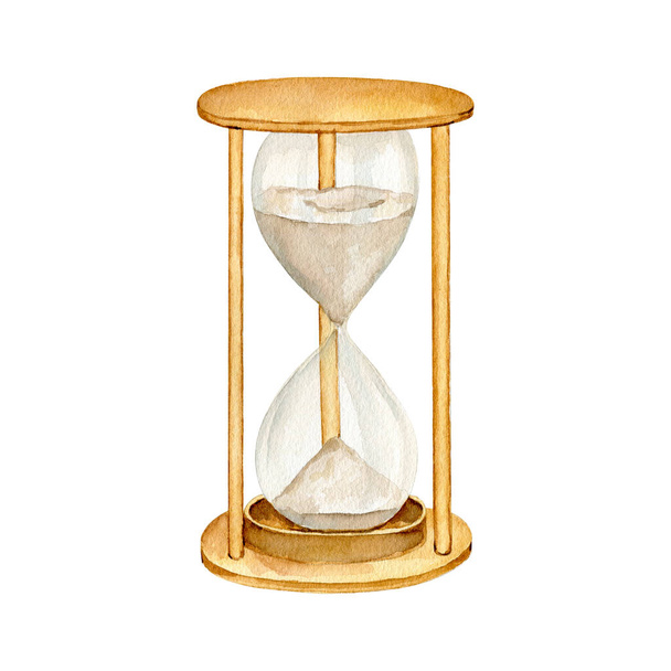 Акварель золотий старовинний пісочний годинник ілюстрація
 - Фото, зображення