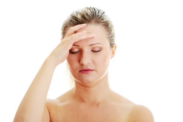 Woman with headache - Foto, afbeelding