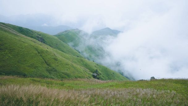 Mountain landscape covered in clouds on top of Wugong Mountain in Jiangxi, China - Foto, Imagem
