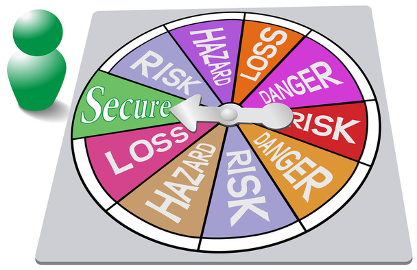 Insurance game board security risk spin - Vector, Image