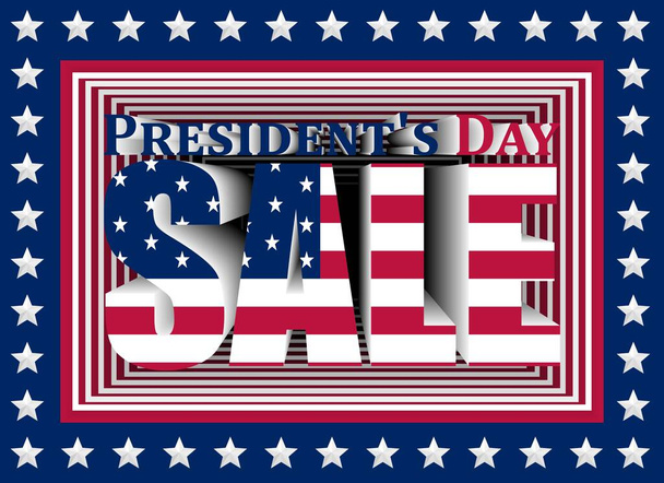 Ilustração vetorial para campanha publicitária no Dia do Presidente dos EUA. Caixa 3D com as cores da bandeira americana. Perfeito para o seu negócio. - Vetor, Imagem