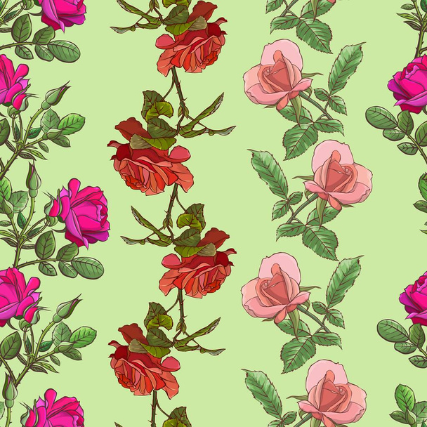 Абстрактная картина цветочных рядов. Цветы и трава - Вектор,изображение