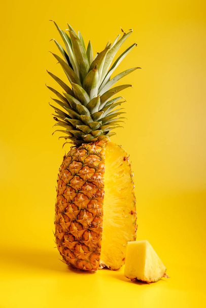 pineapple on yellow background - Foto, immagini
