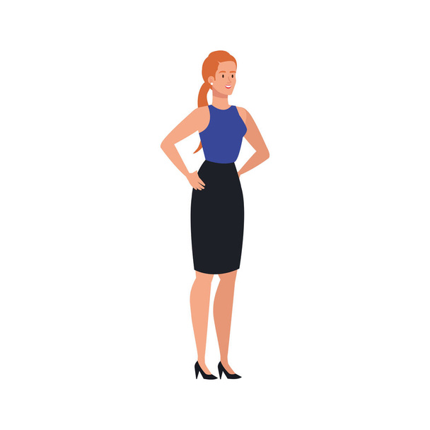 woman cartoon with red hair vector design - Vector, Image