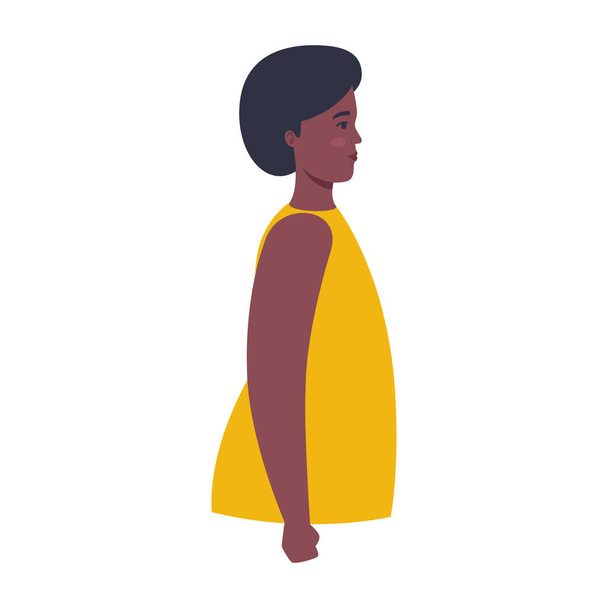 más tamaño negro mujer dibujos animados lado ver diseño de vectores - Vector, imagen