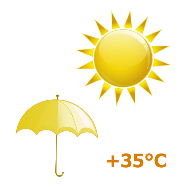Зонтик и солнце
 - Вектор,изображение