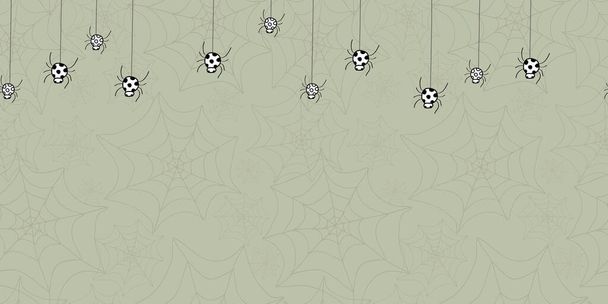 Drop in spiders dropping in on gray web filled background, vector illustration - Vector, Image