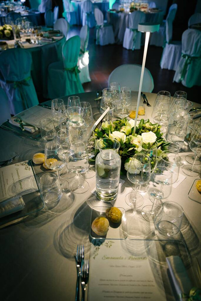Table decoration for a wedding reception. - Photo, Image