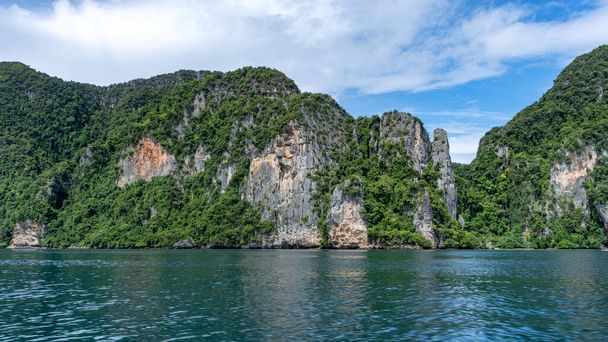 Travel vacation summer background of Beautiful Phi Phi island in Krabi Province Thailand amazing landscape view  - Photo, Image