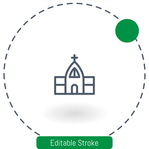 icono de vector de iglesia ícono de trazo editable iconos de contorno para web y móvil - Vector, Imagen