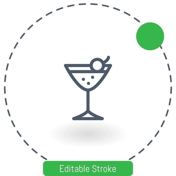 cocktail vector icon editable stroke outline icons for web and mobile - Vector, Image