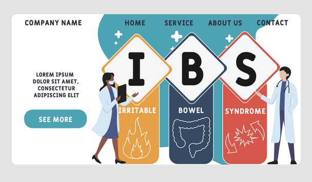 Vector website design template . IBS - Irritable Bowel Syndrome  acronym, medical concept. illustration for website banner, marketing materials, business presentation, online advertising. - Vector, Image