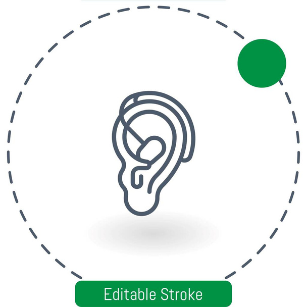 hallókészülék vektor ikon szerkeszthető stroke vázlatos ikonok web és mobil - Vektor, kép