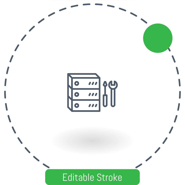 server vector icon editable stroke outline icons for web and mobile - Vector, Image