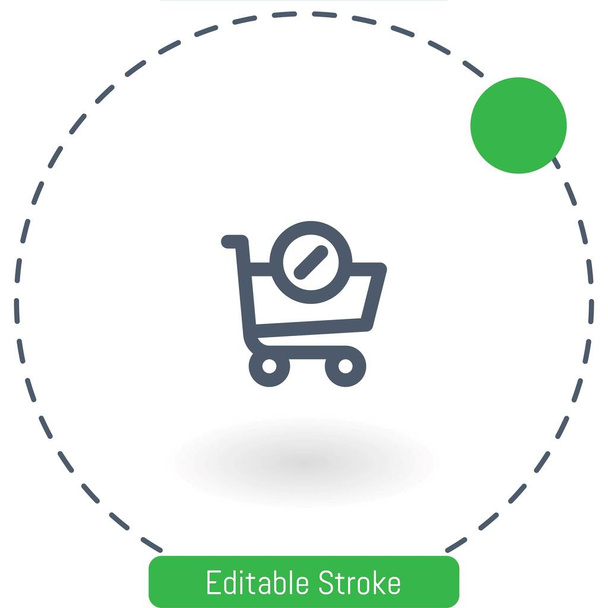 ショッピングカートのアイコン編集可能なストロークのアウトラインウェブとモバイル用のアイコン - ベクター画像