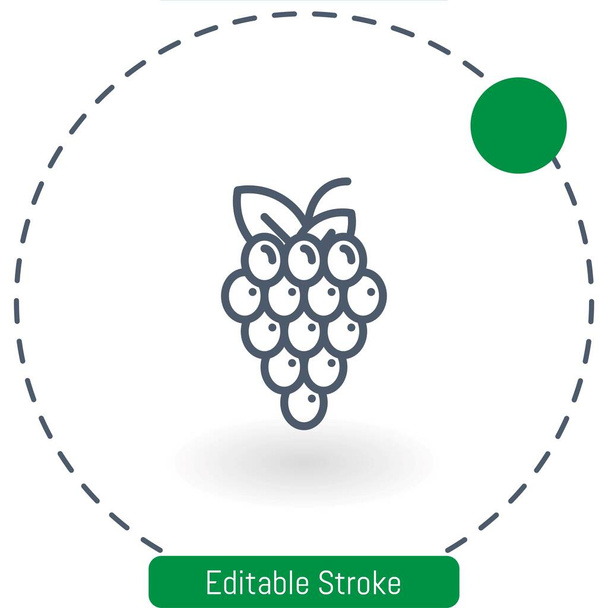 ícone de vetor de símbolo de uvas ícones esboço de curso editável para web e celular - Vetor, Imagem