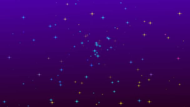 紫のグラデーションの背景にクリスマスカラフルな星. - 写真・画像