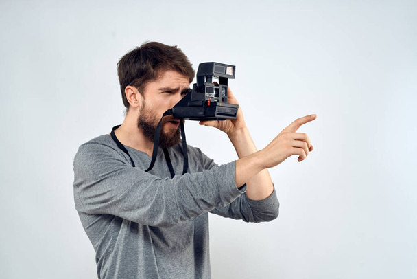 fotograf z kamery hobby technologia studio styl życia kreatywne światło tło - Zdjęcie, obraz
