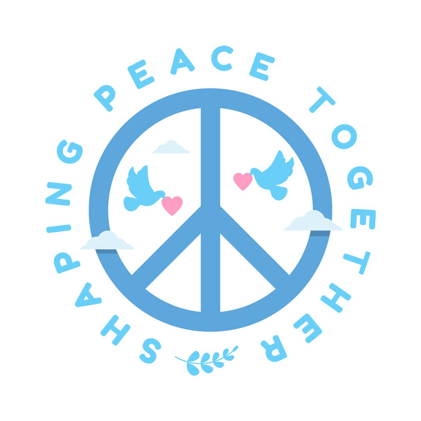 Σχέδιο για τον εορτασμό της διεθνούς ημέρας ειρήνης. Χαρούμενη παγκόσμια ημέρα ειρήνης. Εικονογράφηση διανύσματος - Διάνυσμα, εικόνα