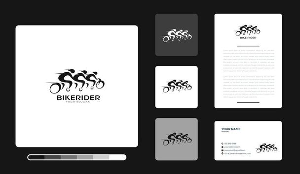 Vector illustration of bike rider logo design template. Isolated on a colored background. - Vector, Image