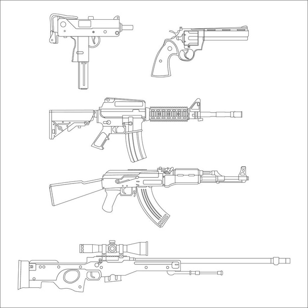  Set weapon Symbols,  line style. - Vector, Image
