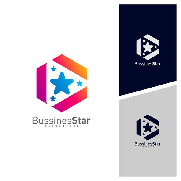 Play Star Logo Template Design Vector, Concept, Creative Symbol, Icon - Vektor, Bild