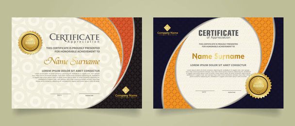 Set modern certificate template with realistic texture diamond shaped on the ornament and modern pattern background. size A4. vector illustrations - Photo, Image