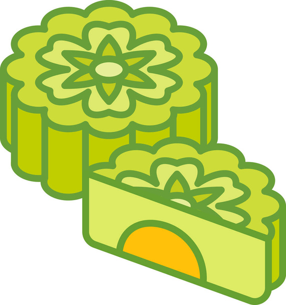 sweet mooncakes flat icon, vector, illustration - Vector, Image