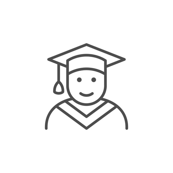 Línea de graduación icono del esquema o signo de graduación - Vector, Imagen