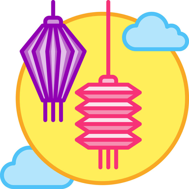 icona delle lanterne lunari festive, illustrazione vettoriale minimalista - Vettoriali, immagini