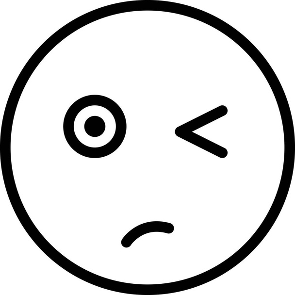 nejistá ikona, mrknutí obličeje avatar, emotikonový výraz nálada, minimalistická vektorová ilustrace - Vektor, obrázek