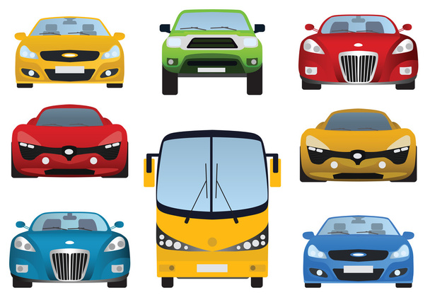 Коллекция автомобилей (вид спереди)
) - Вектор,изображение