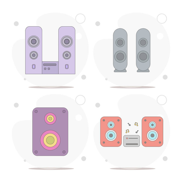 speakers. stereo speakers with subwoofer vector flat illustration on white background - Vector, Image