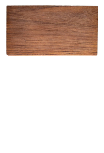Tavola di legno isolata su uno sfondo bianco con spazio di copia. Vista dall'alto - Foto, immagini
