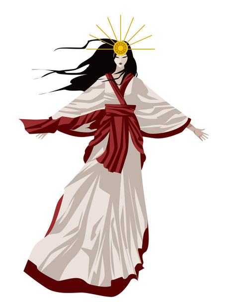 Богиня мифологии солнца Аматерасу Синто - Вектор,изображение