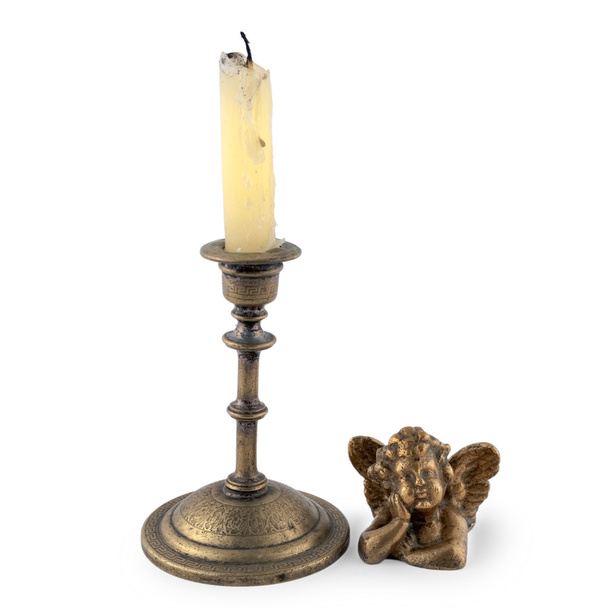 κερί με ένα Κηροπήγιο και ένας άγγελος - Φωτογραφία, εικόνα