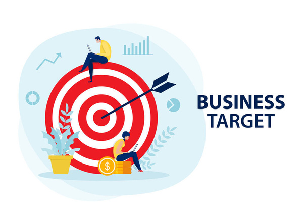 Business plan and  target achievement Concept vector illustrator. - Vector, Image
