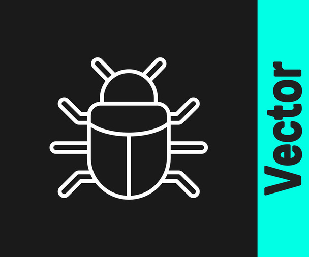 White line System bug concept icon isolated on black background. Code bug concept. Bug in the system. Bug searching.  Vector. - Vector, Image