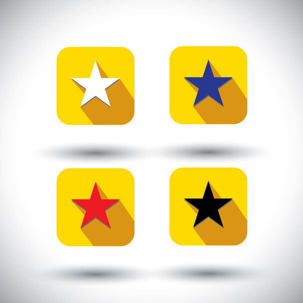 vector icon - flat design star icons with various colors - Vektor, kép