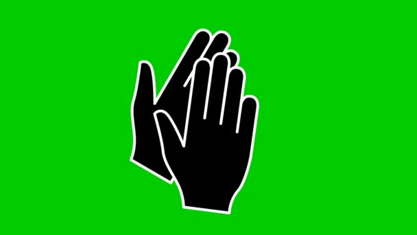 Geanimeerd symbool van handen. Handen klappen. Ikoon van applaus. Vector platte illustratie geïsoleerd op groene achtergrond.  - Video