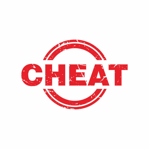 Аннотация Red Grungy Cheat Rubber Stamps Sign with Circle Shape Illustration Vector, Cheat Text Seal, Mark, Label Design Template - Вектор,изображение