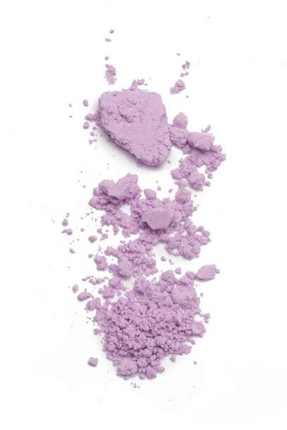 Purple cosmetic or make up powder samples isolated on white.  - Foto, afbeelding