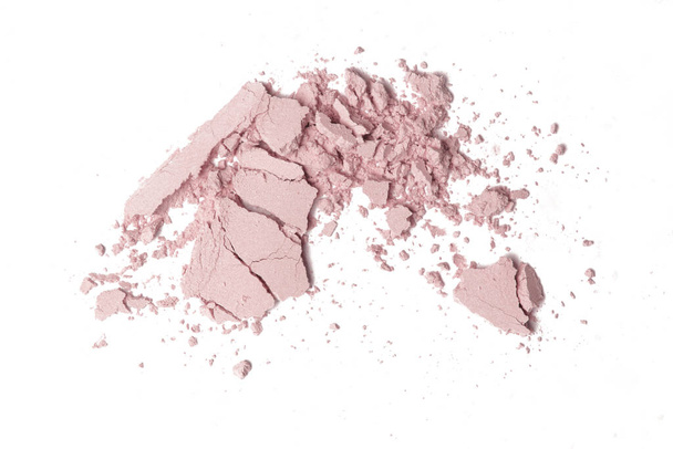 Beige cosmetic or make up powder isolated on white. - 写真・画像