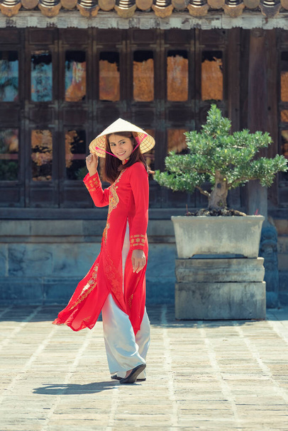 Ao dai is famous traditional costume for woman in VIetnam. - Photo, Image