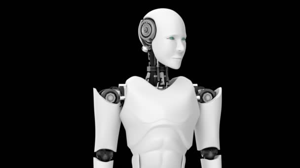 Futuristischer Roboter, künstliche Intelligenz CGI auf schwarzem und grünem Hintergrund - Filmmaterial, Video