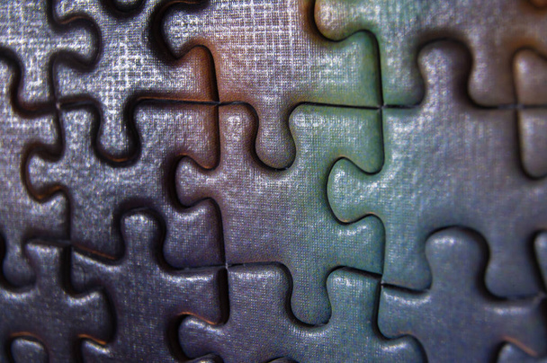 background of correctly placed colored puzzle pieces - Photo, Image