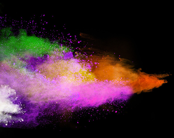 launched colorful powder over black - Valokuva, kuva